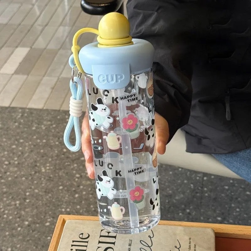 2026 Vară Ceașcă din Plastic Portabilă cu Mâner, Infuzor cu Bilă Plutitoare, Separare Ceai-Apă, Paiuri Duble