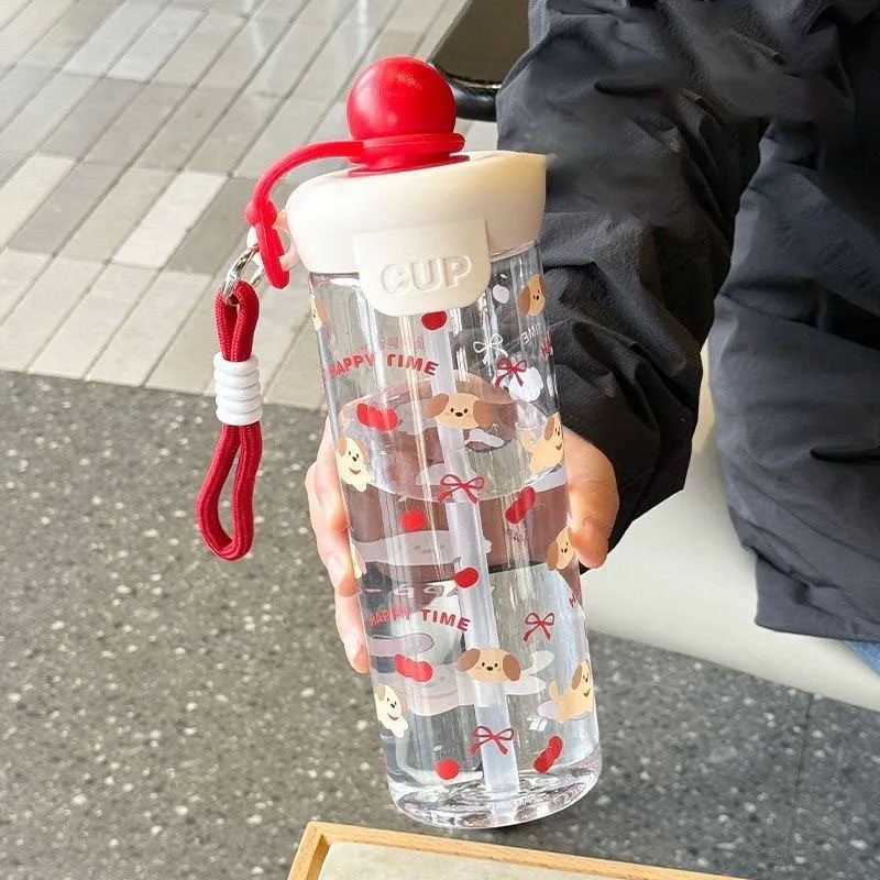 2026 Vară Ceașcă din Plastic Portabilă cu Mâner, Infuzor cu Bilă Plutitoare, Separare Ceai-Apă, Paiuri Duble
