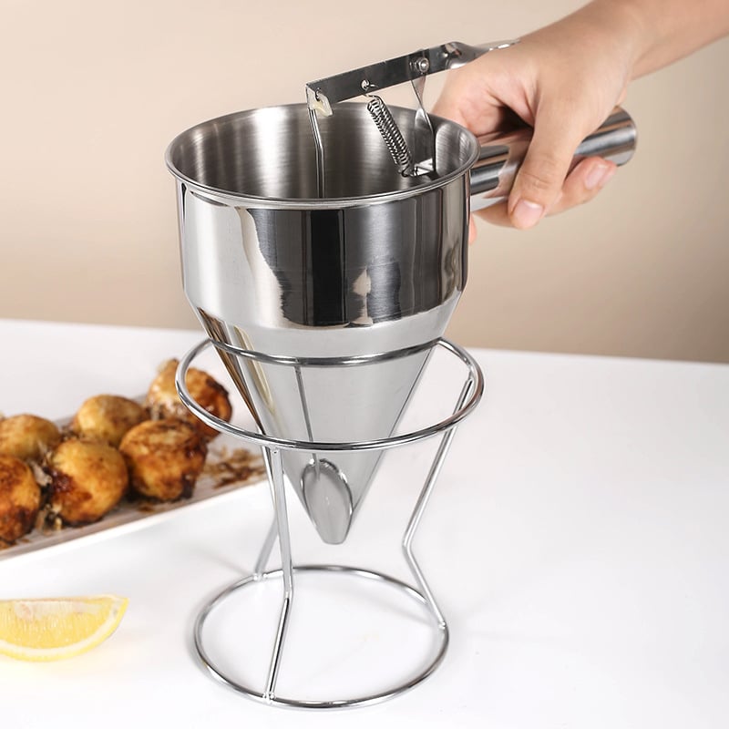 Separator de aluat pentru takoyaki, pâlnie din oțel inoxidabil, conic