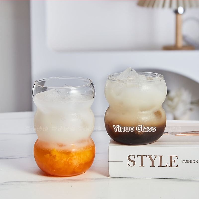 Tepluvzdorná kávová šálka z borosilikátového skla s viečkom, bez rúčky, na ľadové americano, džús, cold brew a perlivú vodu