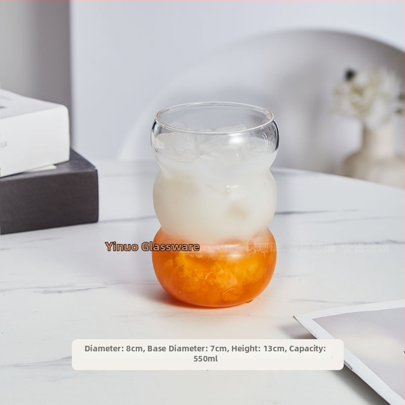 Tepluvzdorná kávová šálka z borosilikátového skla s viečkom, bez rúčky, na ľadové americano, džús, cold brew a perlivú vodu