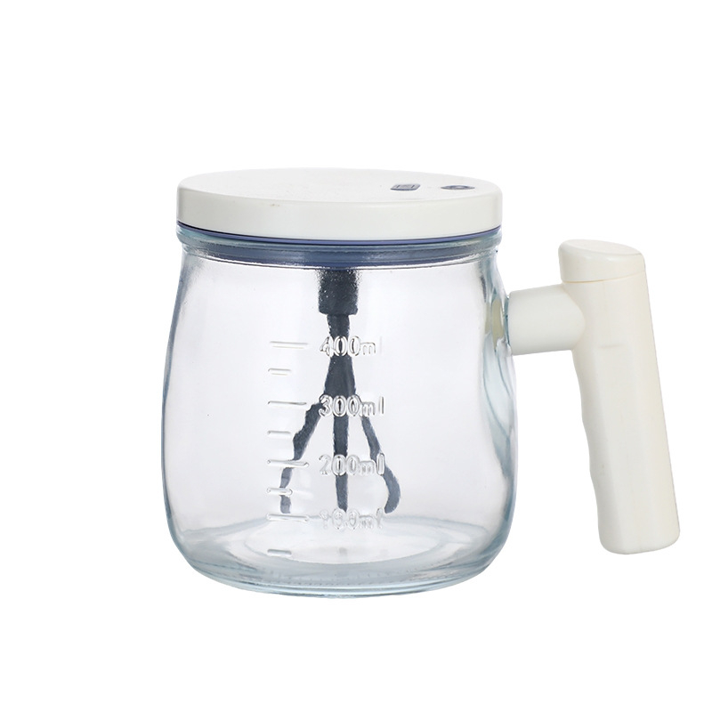 Cană de sticlă cu amestecare automată pentru pudră de lapte și cafea