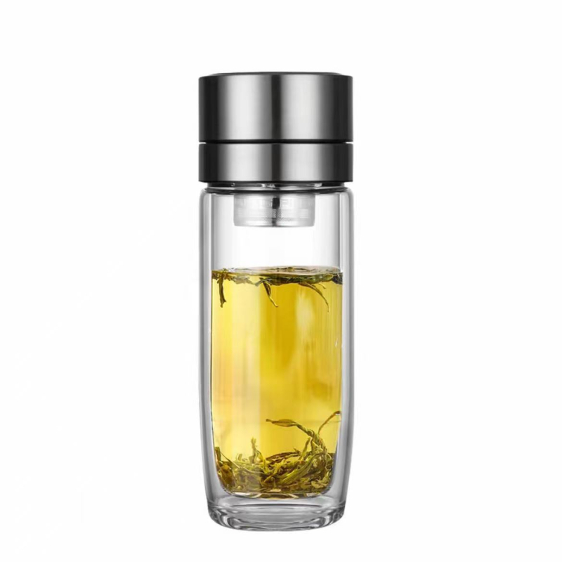 Căniță în formă de ou cu capac cu un clic, sticlă borosilicat cu pereți dubli, capacitate mare, rezistentă la căldură