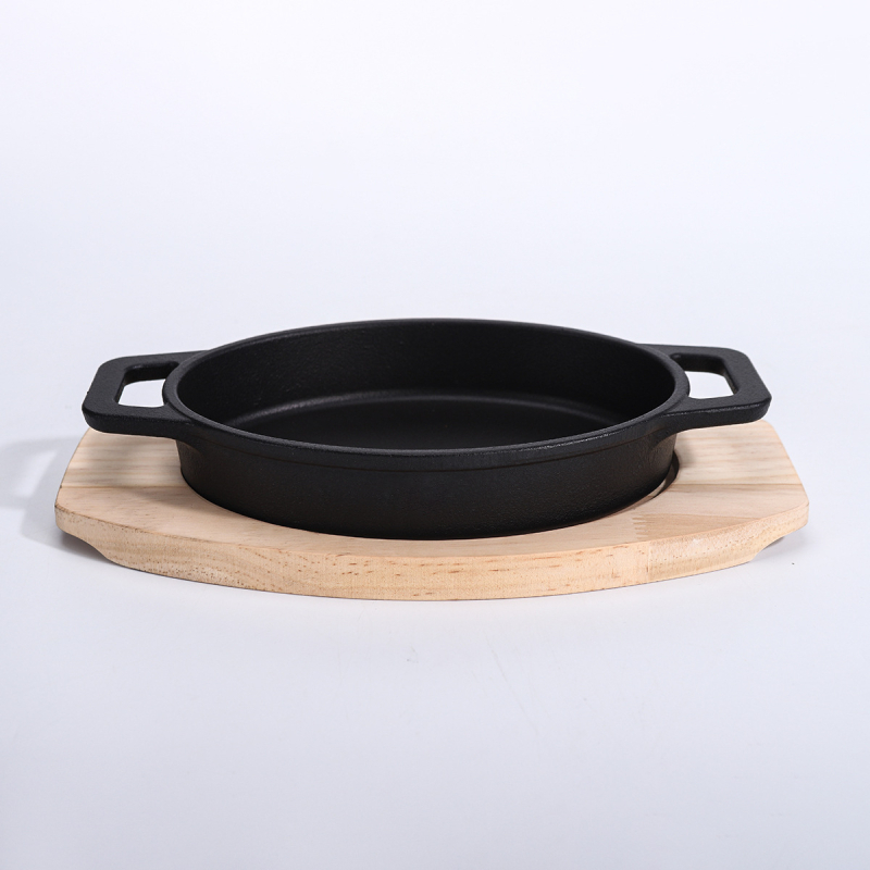 Tigaie din fontă cu strat antiaderent pentru teppanyaki, cu mâneri duble – tigaie grill portabilă pentru gătit în interior și afară