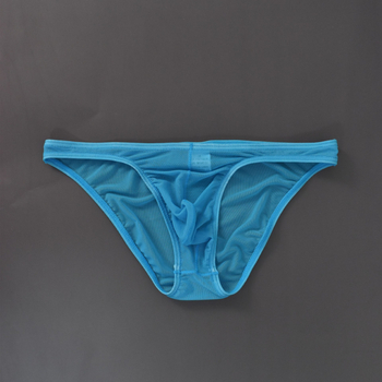 Slipuri pentru bărbați din plasă transparentă, talie joasă, material ice silk subțire, sexy, stil gay la modă