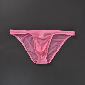 Slipuri pentru bărbați din plasă transparentă, talie joasă, material ice silk subțire, sexy, stil gay la modă