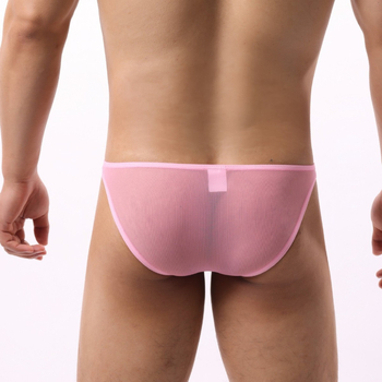 Slipuri pentru bărbați din plasă transparentă, talie joasă, material ice silk subțire, sexy, stil gay la modă