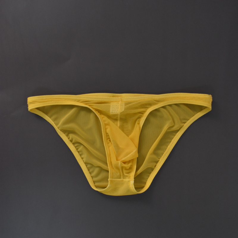 Slipuri pentru bărbați din plasă transparentă, talie joasă, material ice silk subțire, sexy, stil gay la modă