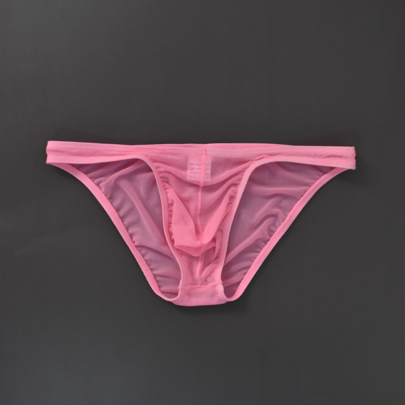 Slipuri pentru bărbați din plasă transparentă, talie joasă, material ice silk subțire, sexy, stil gay la modă