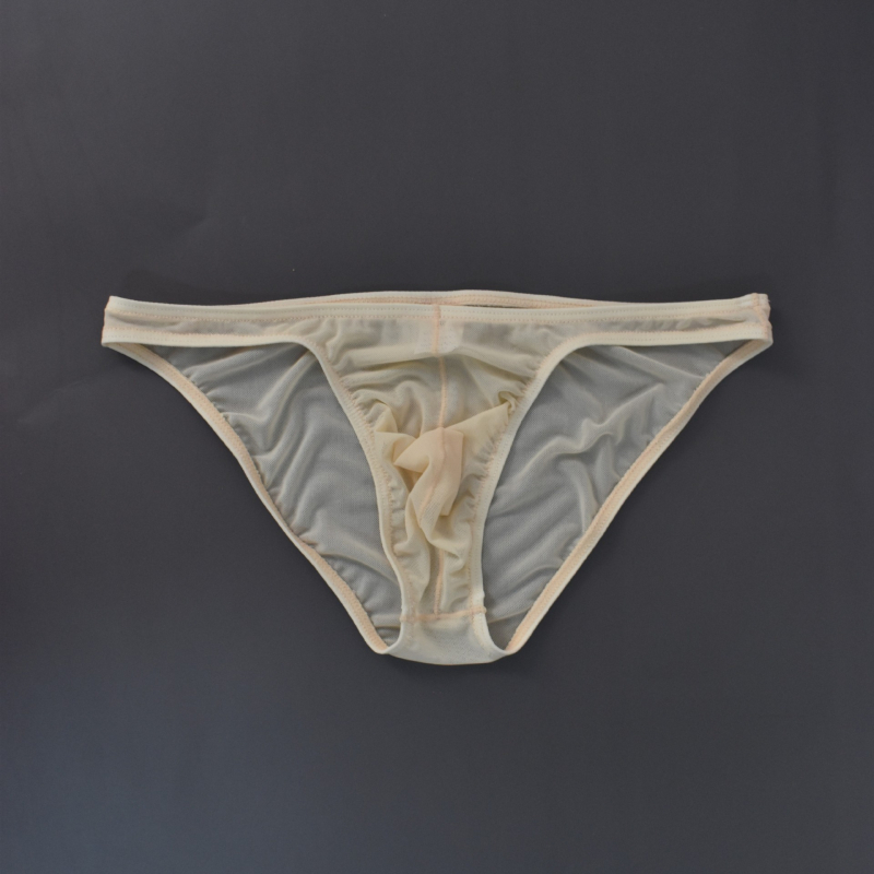 Slipuri pentru bărbați din plasă transparentă, talie joasă, material ice silk subțire, sexy, stil gay la modă