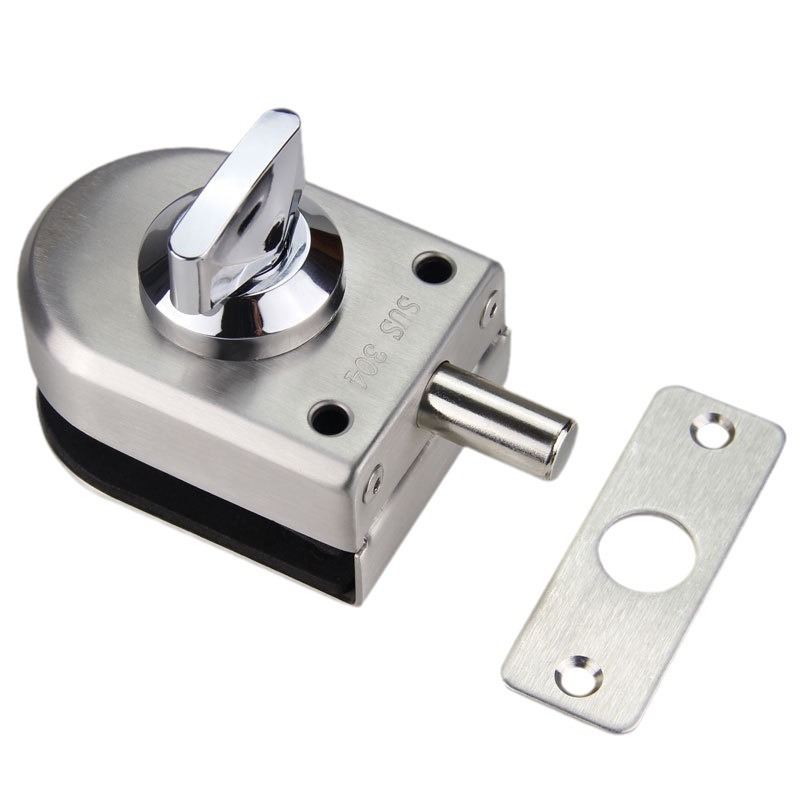 Încuietoare pentru ușa de sticlă din aliaj de zinc, fără găuri, pentru uși duble sau simple, din oțel inoxidabil 304, Hibison Hardware