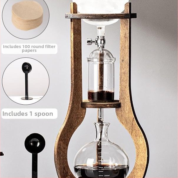 Fából készült kávé pour-over készlet, ice-drip és cold-brew tartozékokkal