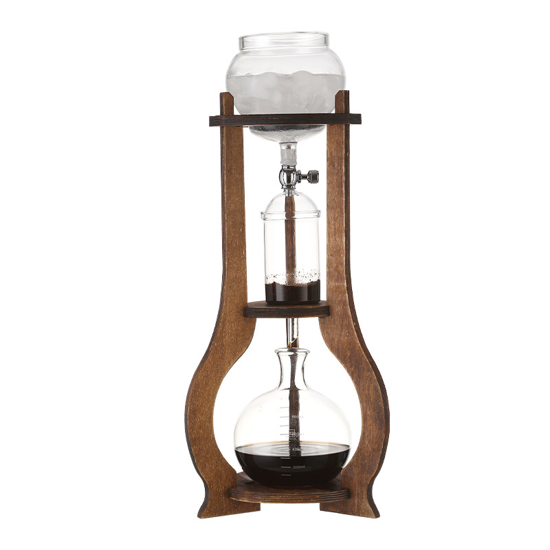 Fából készült kávé pour-over készlet, ice-drip és cold-brew tartozékokkal