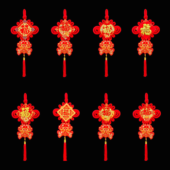 Pandantiv nod norocos cu ciucuri – nod chinezesc lucrat manual pentru decorul livingului