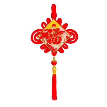 Pandantiv nod norocos cu ciucuri – nod chinezesc lucrat manual pentru decorul livingului