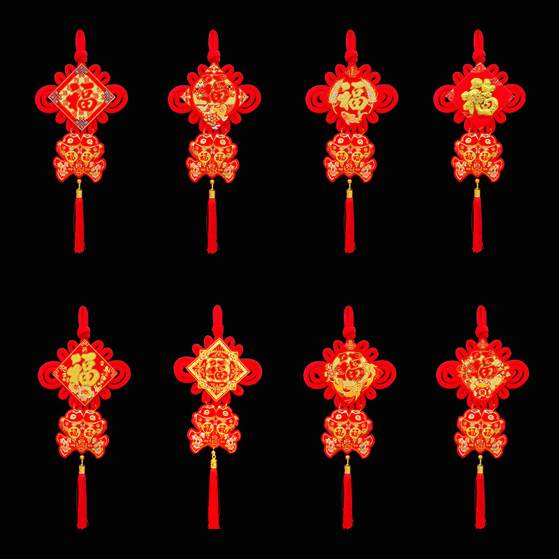 Pandantiv nod norocos cu ciucuri – nod chinezesc lucrat manual pentru decorul livingului
