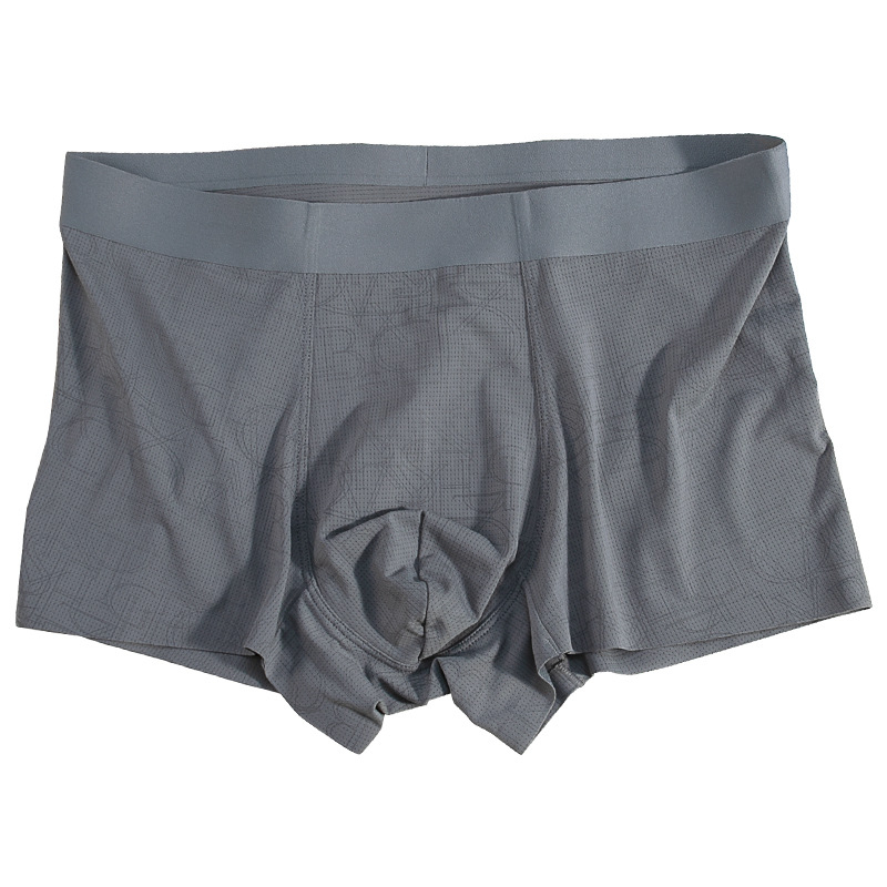 Chiloți bărbați fără cusături din Ice Silk, boxer cu imprimeu din plasă respirabil