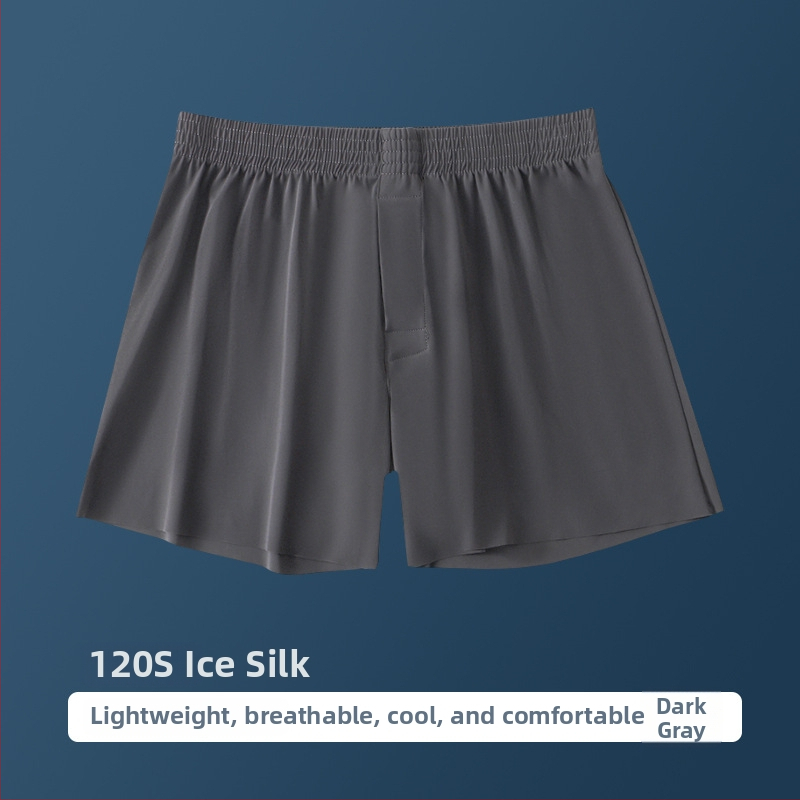 Pánske letné boxerky z ľadového hodvábu, väčšie veľkosti, voľné, priedušné, rýchloschnúce, bezšvové, na domáce nosenie