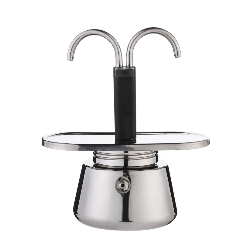 Moka pot din oțel inoxidabil cu mâner curbat și o singură valvă, 304 oțel inoxidabil