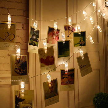 Șir de lumini cu clipsuri pentru fotografii, LED, decor pe perete pentru petreceri și Crăciun, iluminare interior pentru cererea în căsătorie
