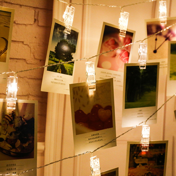 Șir de lumini cu clipsuri pentru fotografii, LED, decor pe perete pentru petreceri și Crăciun, iluminare interior pentru cererea în căsătorie