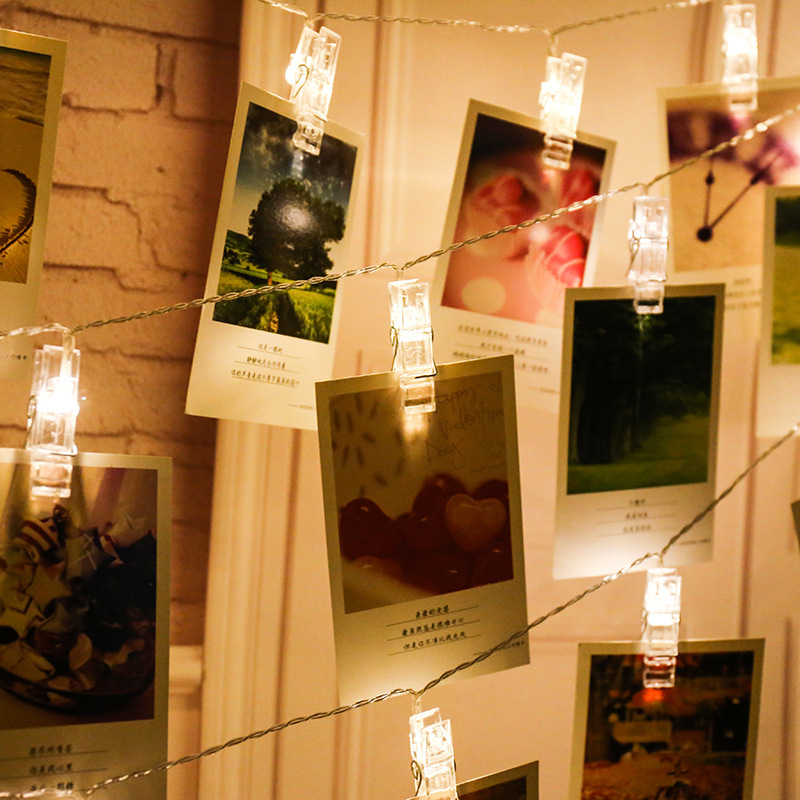 Șir de lumini cu clipsuri pentru fotografii, LED, decor pe perete pentru petreceri și Crăciun, iluminare interior pentru cererea în căsătorie