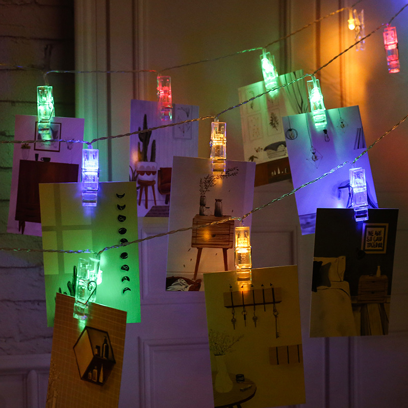 Șir de lumini cu clipsuri pentru fotografii, LED, decor pe perete pentru petreceri și Crăciun, iluminare interior pentru cererea în căsătorie