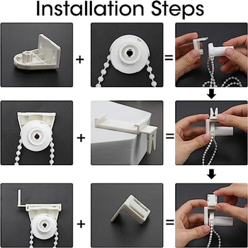 Set din 8 piese pentru cap de control pentru rulouri de 17 mm, lanț cu mărgele și accesorii de 2 m