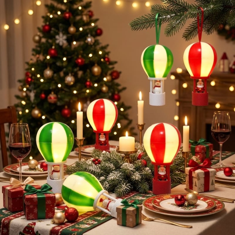 Lumânări de Crăciun – felinare portabile în formă de balon cu aer cald, cadouri pentru copii, decor de masă pentru sărbători