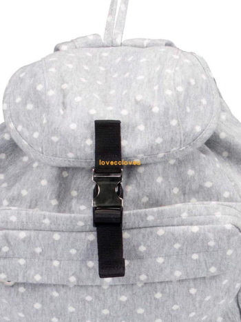Rucsac unisex în stil japonez Shalom, cu model cu buline și stele, tip bucket, din pânză și bumbac