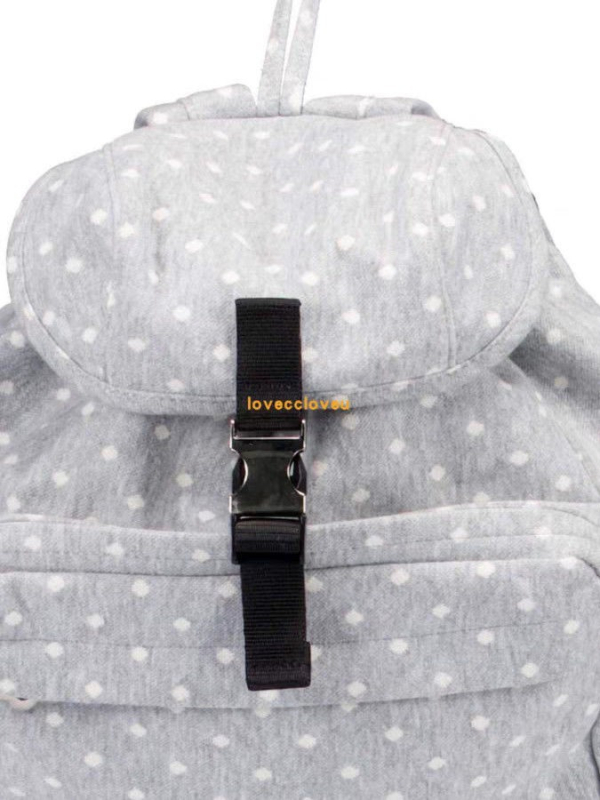 Rucsac unisex în stil japonez Shalom, cu model cu buline și stele, tip bucket, din pânză și bumbac