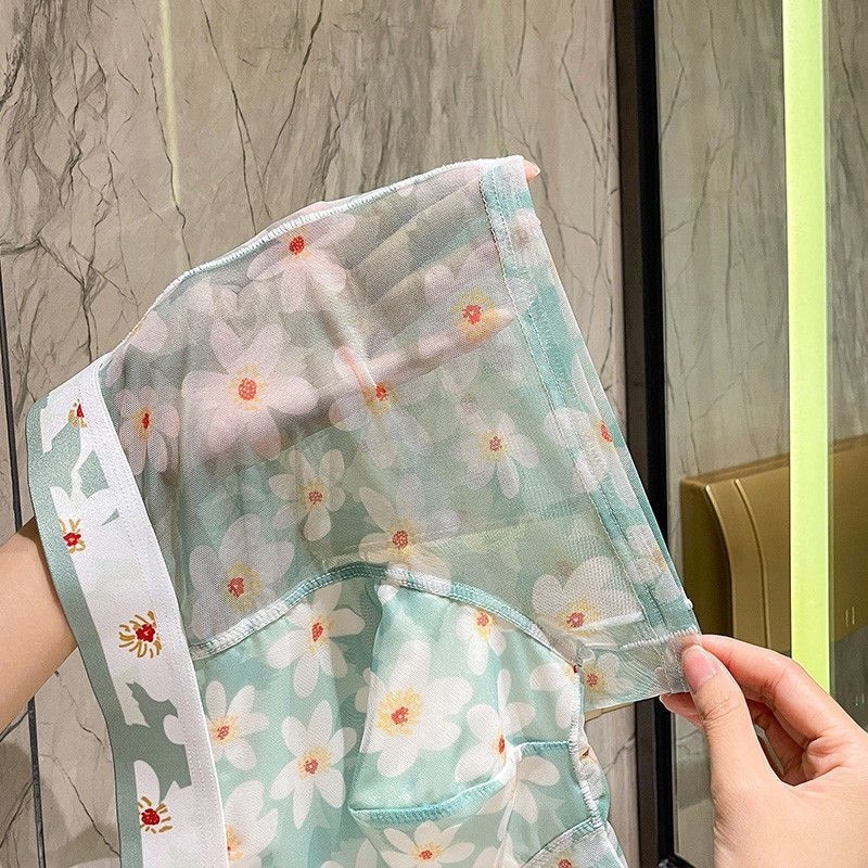 Boxeri din plasă pentru bărbați, cu imprimeu floral, subțiri, uscare rapidă