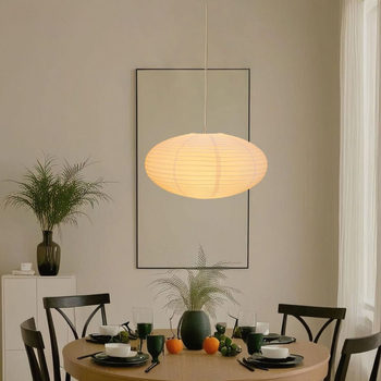Lampa UFO în stil japonez Noguchi Isamu pentru casă, cafenea sau pensiune — veioză pendulă artizanală pentru ambient