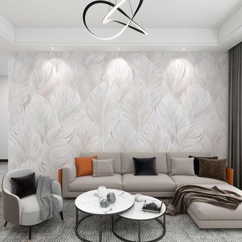 Tapet cu transfer termic, stil nordic, lux ușor, pentru sufragerie modernă, textură de pene, mural pe peretele TV