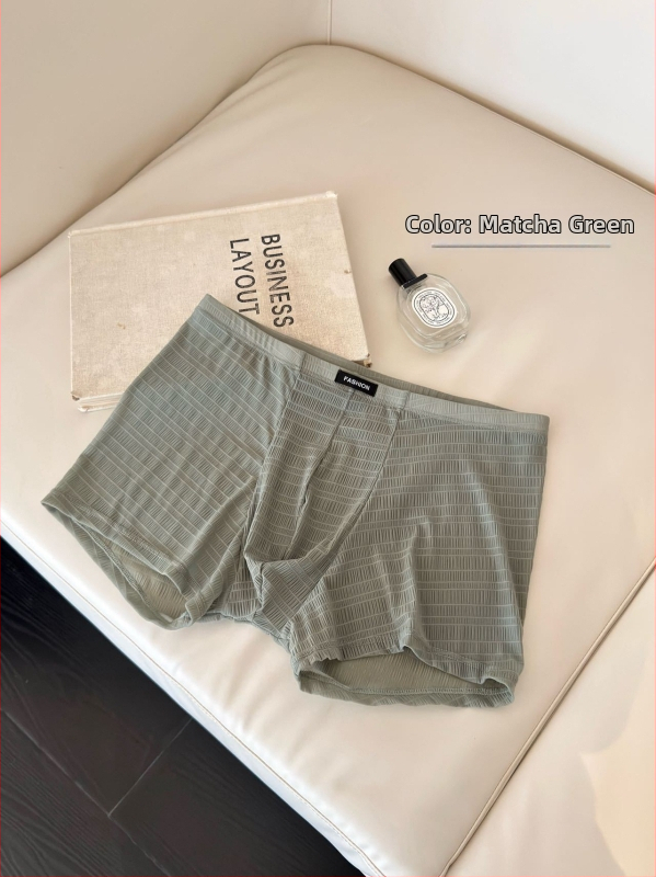 Boxer briefs pentru bărbați antibacterieni, ultra-subțiri, respirabili, cu plasă din satin de mătase și dantelă