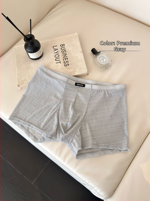 Boxer briefs pentru bărbați antibacterieni, ultra-subțiri, respirabili, cu plasă din satin de mătase și dantelă