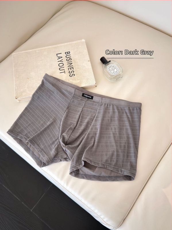 Boxer briefs pentru bărbați antibacterieni, ultra-subțiri, respirabili, cu plasă din satin de mătase și dantelă