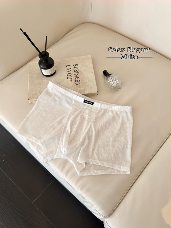 Boxer briefs pentru bărbați antibacterieni, ultra-subțiri, respirabili, cu plasă din satin de mătase și dantelă