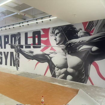 Tapet mural 3D pentru sală de sport, bărbat muscular și femeie cu tematică arte marțiale, fundal Taekwondo