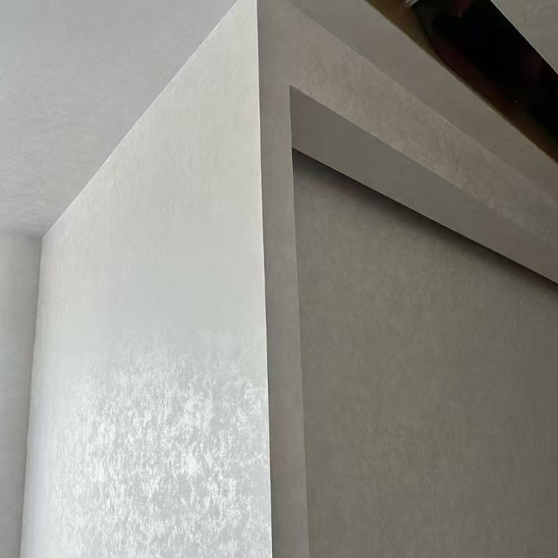 Acoperire de perete cu finisaj microcement, textură de pictură, bază din diatomită, rezistentă la mucegai
