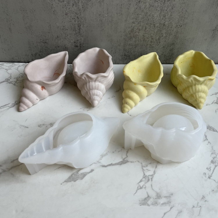 Formă din silicon 3D în formă de scoică marină, pentru coacere, decor marin DIY, matriță pentru lumânări aromatice și săpun