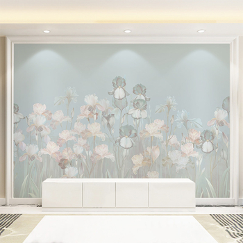 Tapet cu plante în stil nordic, design minimalist modern pentru living, fundal TV și mural de dormitor