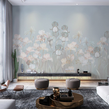 Tapet cu plante în stil nordic, design minimalist modern pentru living, fundal TV și mural de dormitor