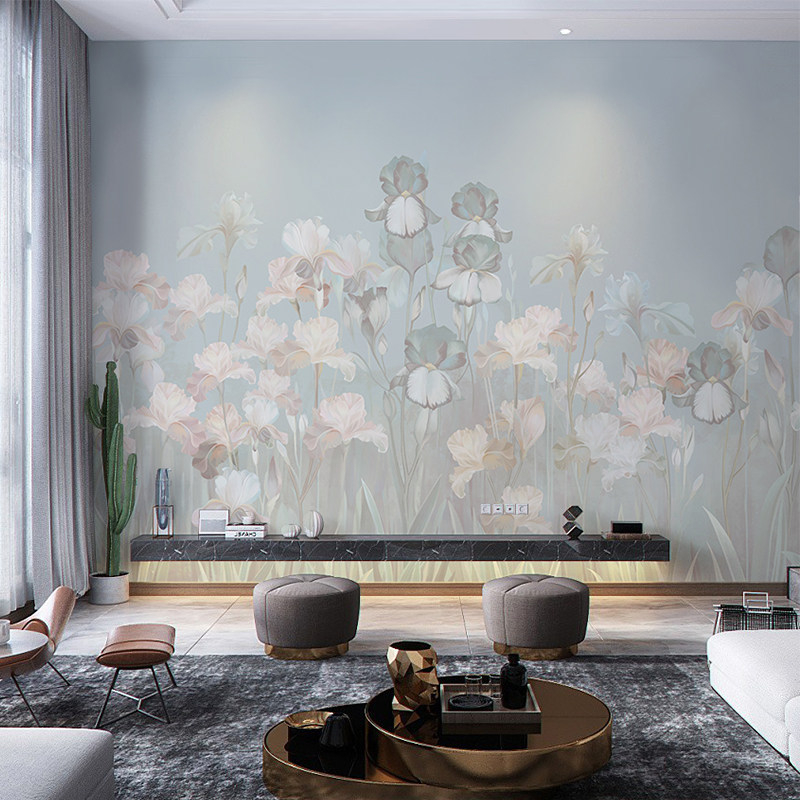Tapet cu plante în stil nordic, design minimalist modern pentru living, fundal TV și mural de dormitor