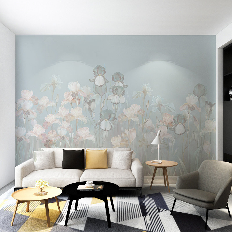 Tapet cu plante în stil nordic, design minimalist modern pentru living, fundal TV și mural de dormitor