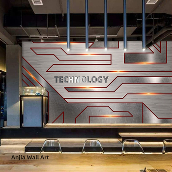 Tapet 3D inspirat de tehnologie pentru birou, showroom, studio, cafenea de e-sports, bar și KTV