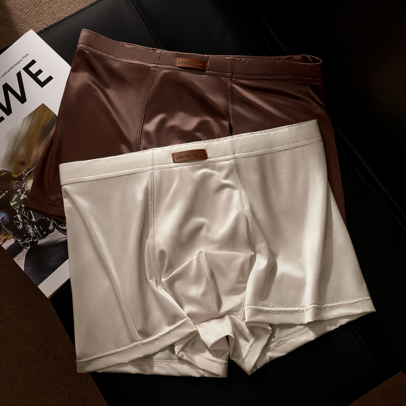 Boxeri din ice silk pentru bărbați: respirabili, senzație satinată pentru piele, uscare rapidă, culoare solidă, talie medie