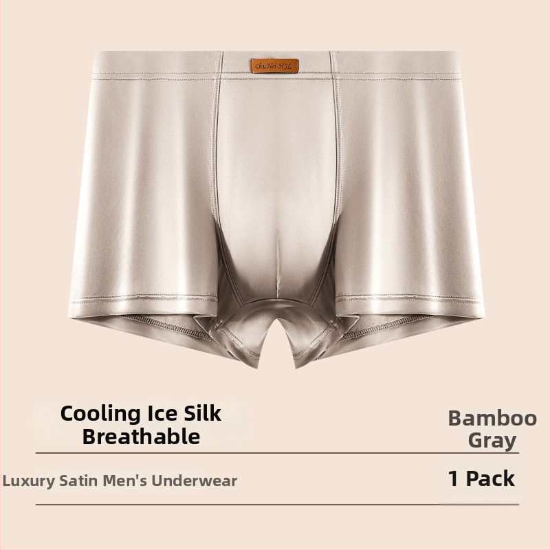 Boxeri din ice silk pentru bărbați: respirabili, senzație satinată pentru piele, uscare rapidă, culoare solidă, talie medie