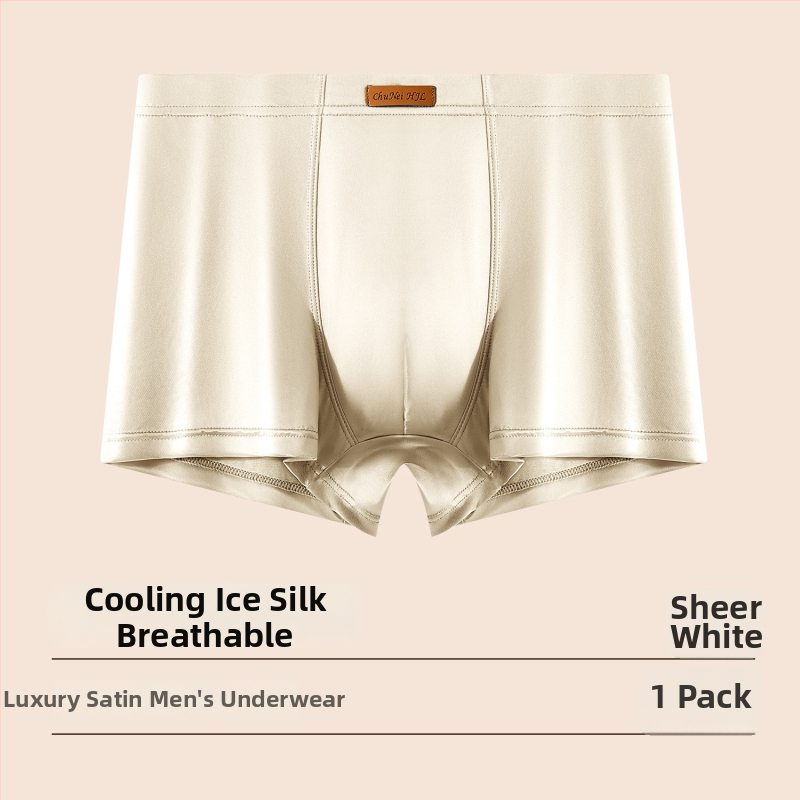 Boxeri din ice silk pentru bărbați: respirabili, senzație satinată pentru piele, uscare rapidă, culoare solidă, talie medie