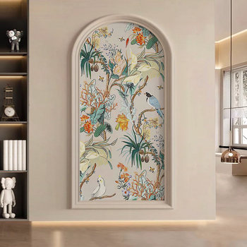 Tablou în stil nou chinezesc cu flori și păsări pentru living și intrare, decor de perete pentru coridor arcuit